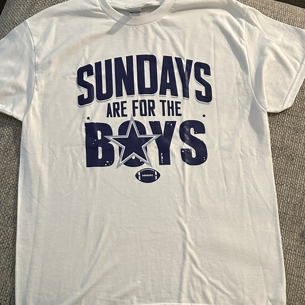 White Graphic T-Shirt with Blue Print
